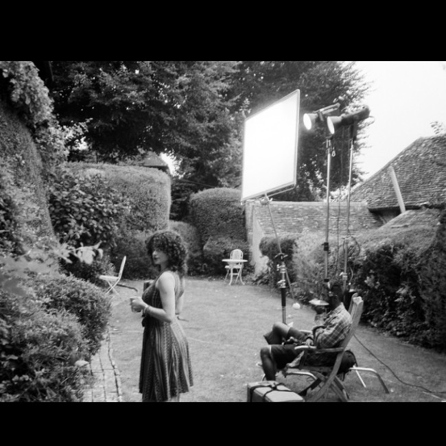 B&W film photograph showing me working as Production Designer on film set