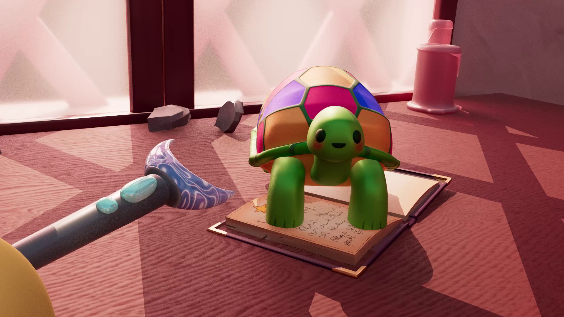 Snapshot from Yasmine Necib's short film 'Summoning Familiars!' with my turtle model.